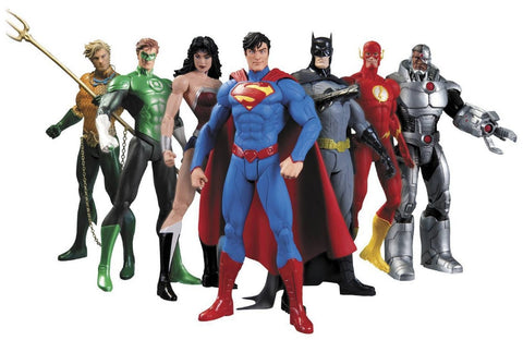 DC Comics 7pcs/set Superman Batman Wonder Woman The Flash Green Lantern Aquaman Cyborg Action Figures