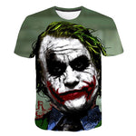 Dark Knight 3D Printed T Shirt Men Joker Face Casual O-neck Male tshirt Clown Summer Short Sleeve Cosplay Funny T shirts Pokemon