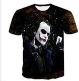 Dark Knight 3D Printed T Shirt Men Joker Face Casual O-neck Male tshirt Clown Summer Short Sleeve Cosplay Funny T shirts Pokemon